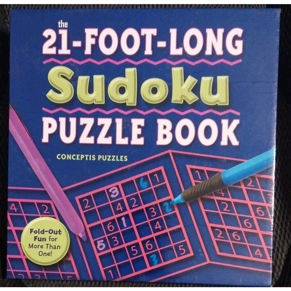 21-Foot-Long Sudoku Puzzle Book by Conceptis Puzzles 2007, Hardcover,176 Puzzles
